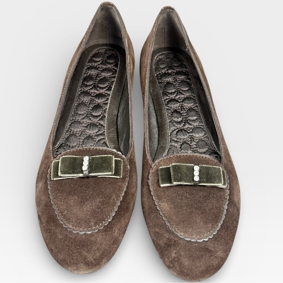 Coach Lydia Brown Suede Loafers with Velvet Bow womens size 8.5 - Picture 2 of 7